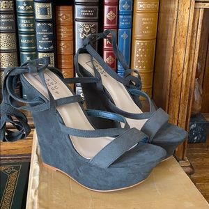 Shu Shop green suede wedges